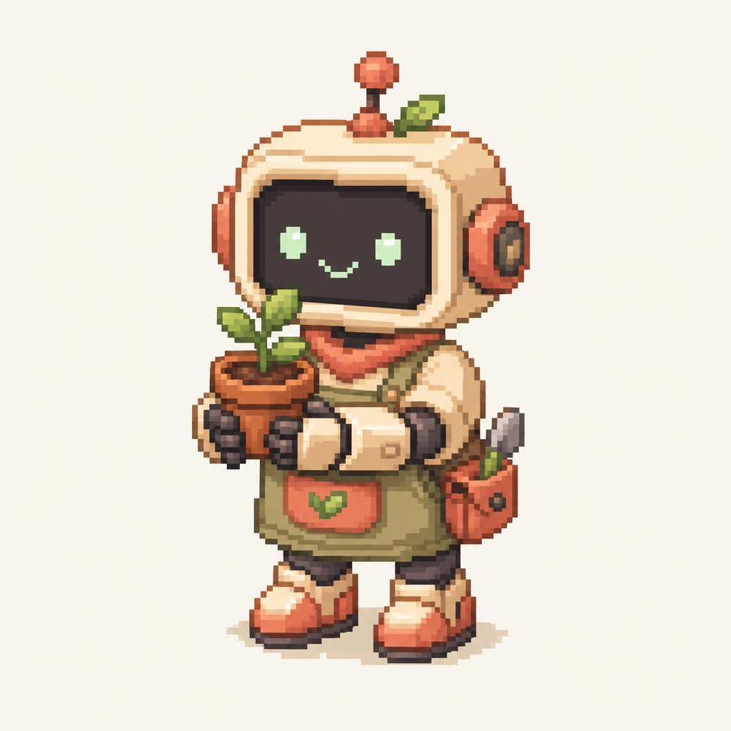 Robot gardener offering courage